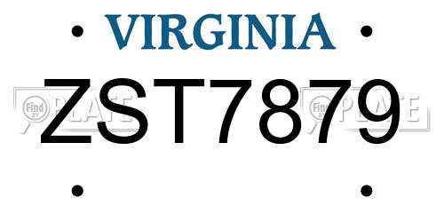 ZST7879 Virginia License Plate