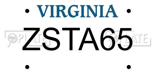 ZSTA65 Virginia License Plate