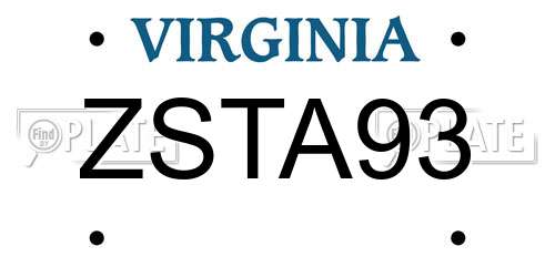 ZSTA93 Virginia License Plate