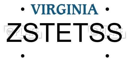 ZSTETSS Virginia License Plate