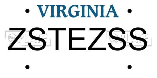 ZSTEZSS Virginia License Plate
