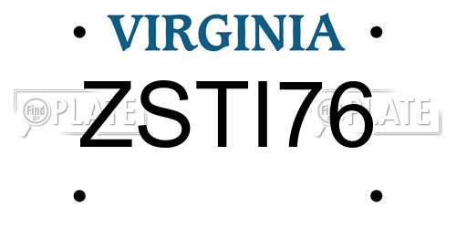 ZSTI76 Virginia License Plate