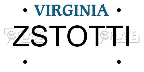 ZSTOTTI Virginia License Plate