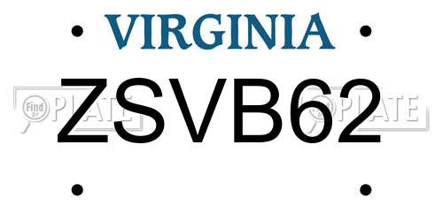 ZSVB62 Virginia License Plate