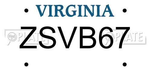 ZSVB67 Virginia License Plate
