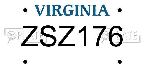 ZSZ176 Virginia License Plate
