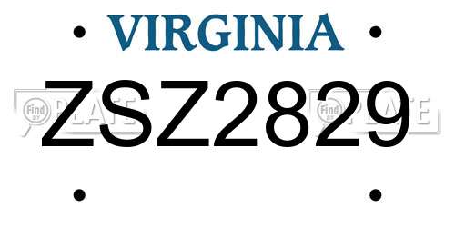 ZSZ2829 Virginia License Plate