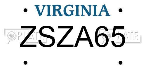 ZSZA65 Virginia License Plate