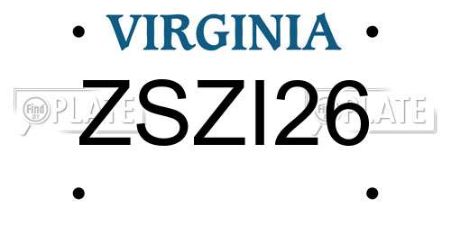 ZSZI26 Virginia License Plate
