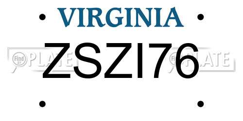 ZSZI76 Virginia License Plate