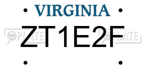 ZT1E2F Virginia License Plate