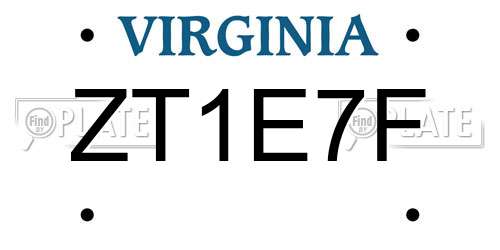 ZT1E7F Virginia License Plate