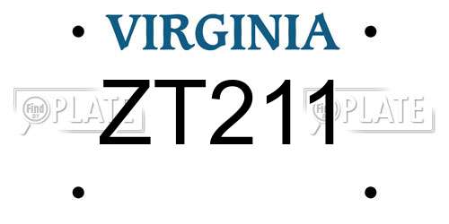 ZT211 Virginia License Plate