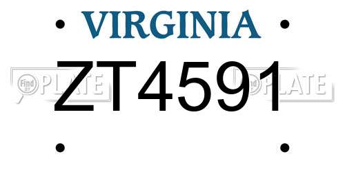 ZT4591 Virginia License Plate