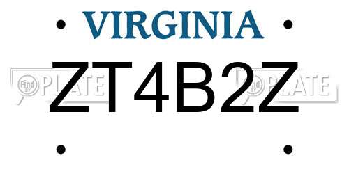 ZT4B2Z Virginia License Plate