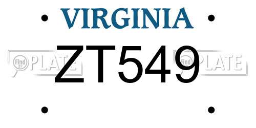 ZT549 Virginia License Plate