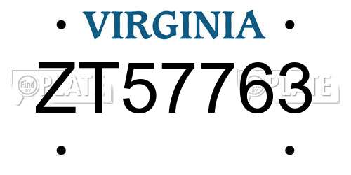 ZT57763 Virginia License Plate