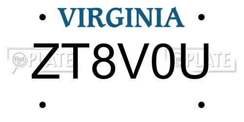 ZT8V0U Virginia License Plate