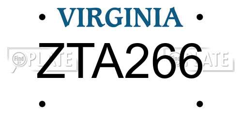 ZTA266 Virginia License Plate