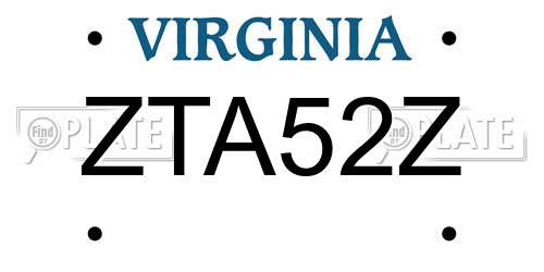 ZTA52Z Virginia License Plate