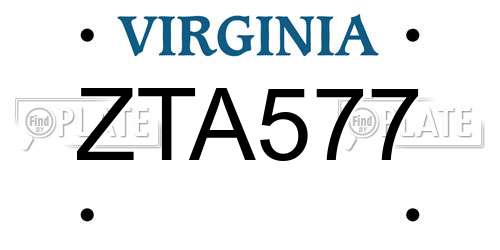 ZTA577 Virginia License Plate