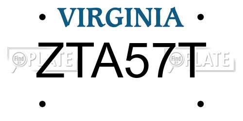 ZTA57T Virginia License Plate