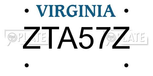ZTA57Z Virginia License Plate