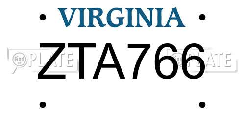 ZTA766 Virginia License Plate