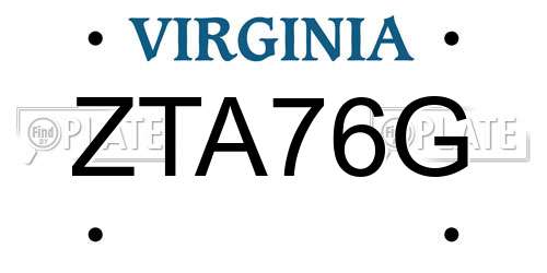 ZTA76G Virginia License Plate