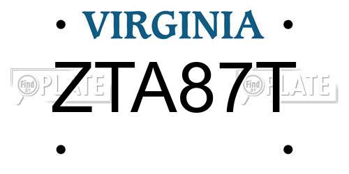 ZTA87T Virginia License Plate
