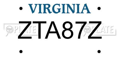 ZTA87Z Virginia License Plate