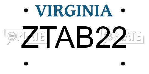 ZTAB22 Virginia License Plate