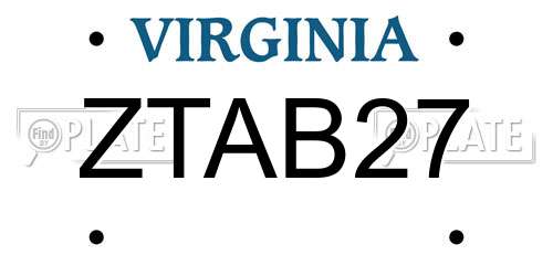 ZTAB27 Virginia License Plate