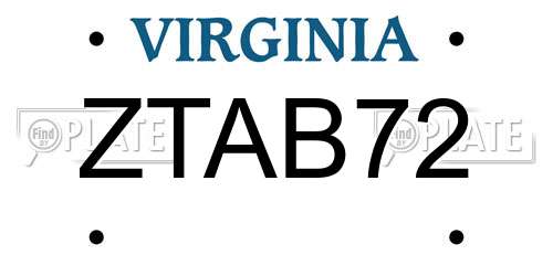 ZTAB72 Virginia License Plate