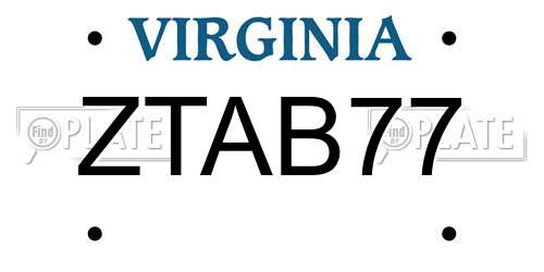 ZTAB77 Virginia License Plate