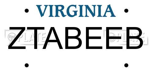 ZTABEEB Virginia License Plate