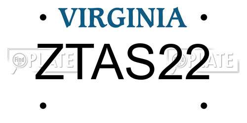 ZTAS22 Virginia License Plate