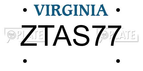 ZTAS77 Virginia License Plate