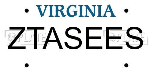 ZTASEES Virginia License Plate