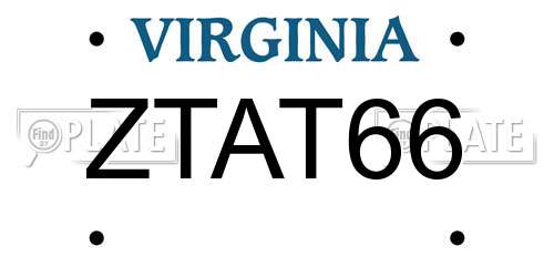 ZTAT66 Virginia License Plate
