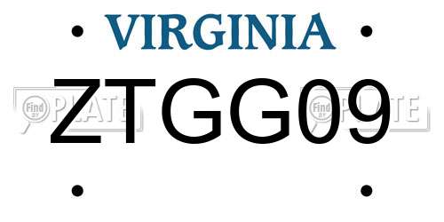ZTGG09 Virginia License Plate