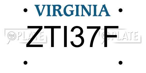 ZTI37F Virginia License Plate