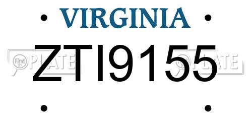 ZTI9155 Virginia License Plate