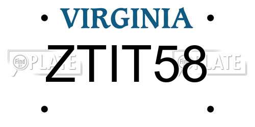 ZTIT58 Virginia License Plate