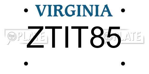 ZTIT85 Virginia License Plate