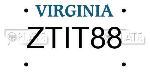 ZTIT88 Virginia License Plate