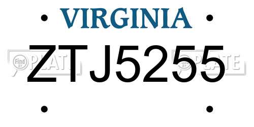 ZTJ5255 Virginia License Plate