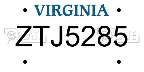 ZTJ5285 Virginia License Plate