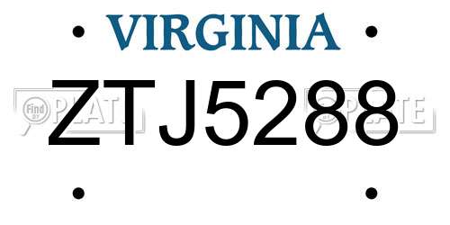 ZTJ5288 Virginia License Plate