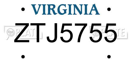 ZTJ5755 Virginia License Plate